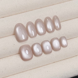 Image of Silky Nude Cat-Eye, Handmade Press On Nails,Salon Premium Quality ,10pcs,Puffcat-Nail