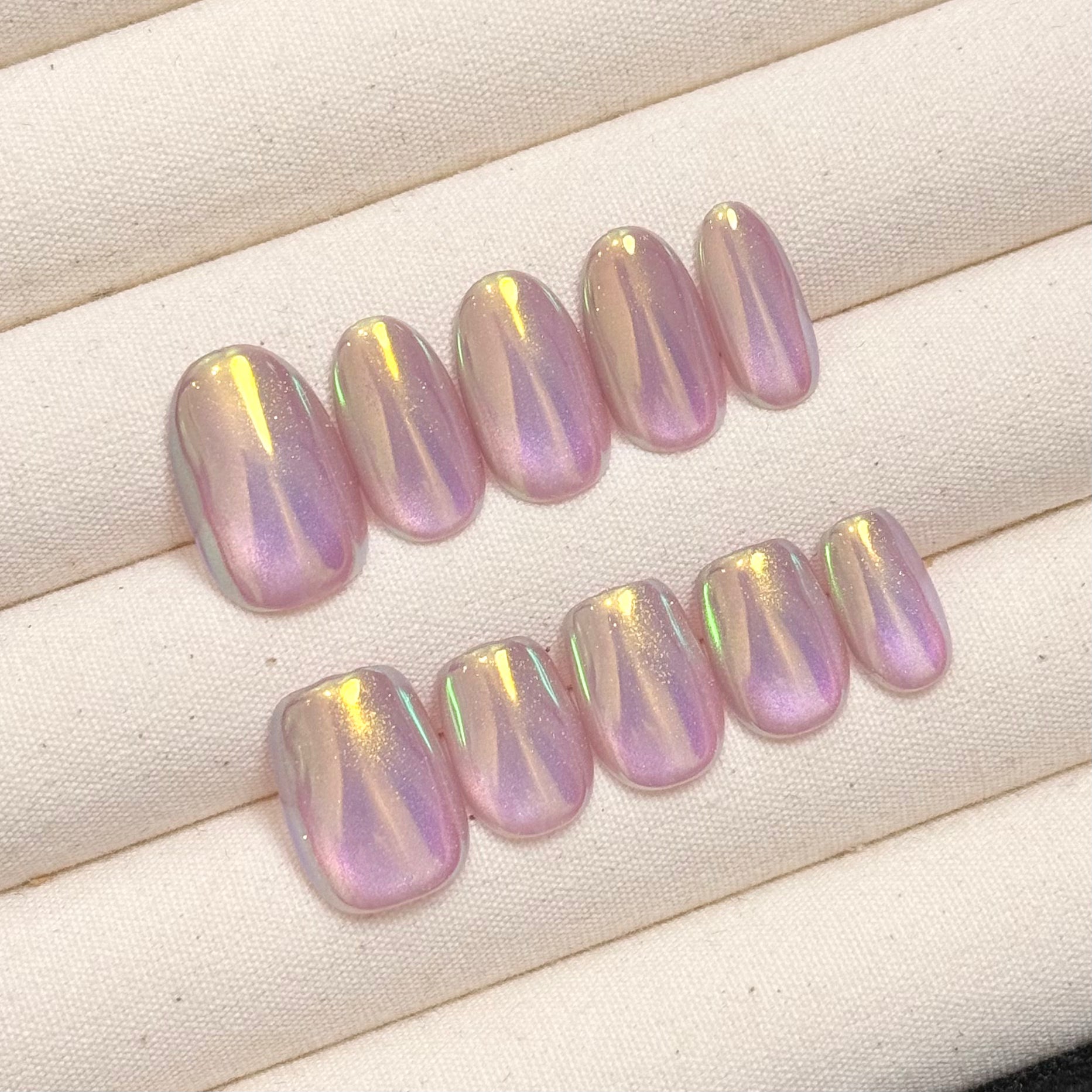 Unicorn Glaze Cat-Eye , Handmade Press On Nails,Salon Premium Quality ,10pcs,Puffcat-Nail