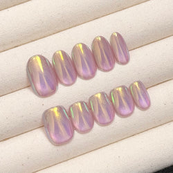 Image of Unicorn Glaze Cat-Eye , Handmade Press On Nails,Salon Premium Quality ,10pcs,Puffcat-Nail