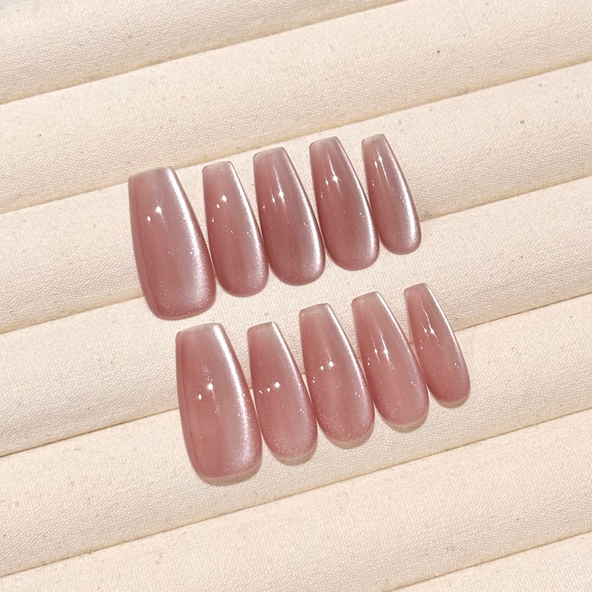 Image of Pink Cat-Eye, Handmade Press On Nails,Salon Premium Quality ,10pcs,Puffcat-Nail